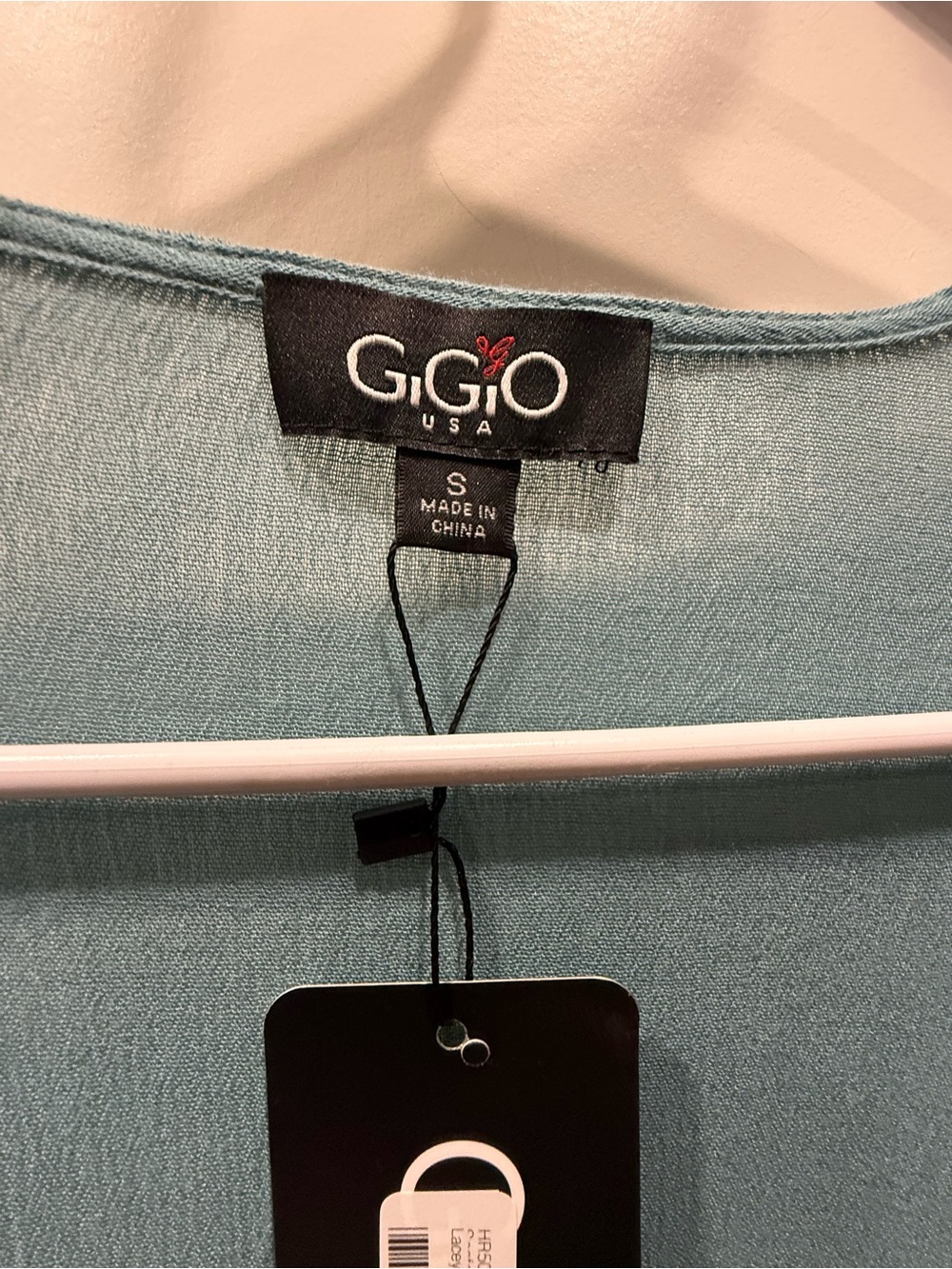 GiGiO Open-Front Lace-Trim Duster Kimono in a dusty teal - Picture 3 of 11